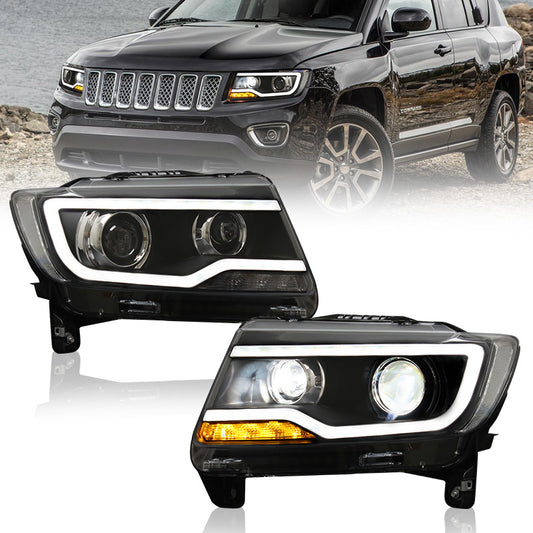 JOLUNG Full LED Headlights Assembly For Jeep Compass 2011-2016