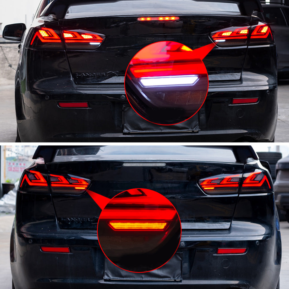 JOLUNG Full LED Tail Lights Assembly For Mitsubishi Lancer EVO X Sedan 2008-2018