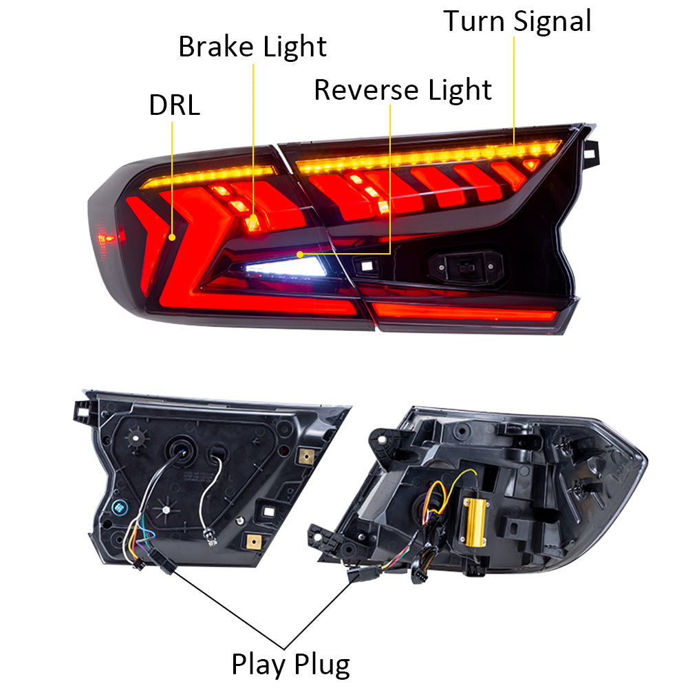 JOLUNG Full LED Tail Lights Assembly For 10th Gen Honda Accord 2018-2022