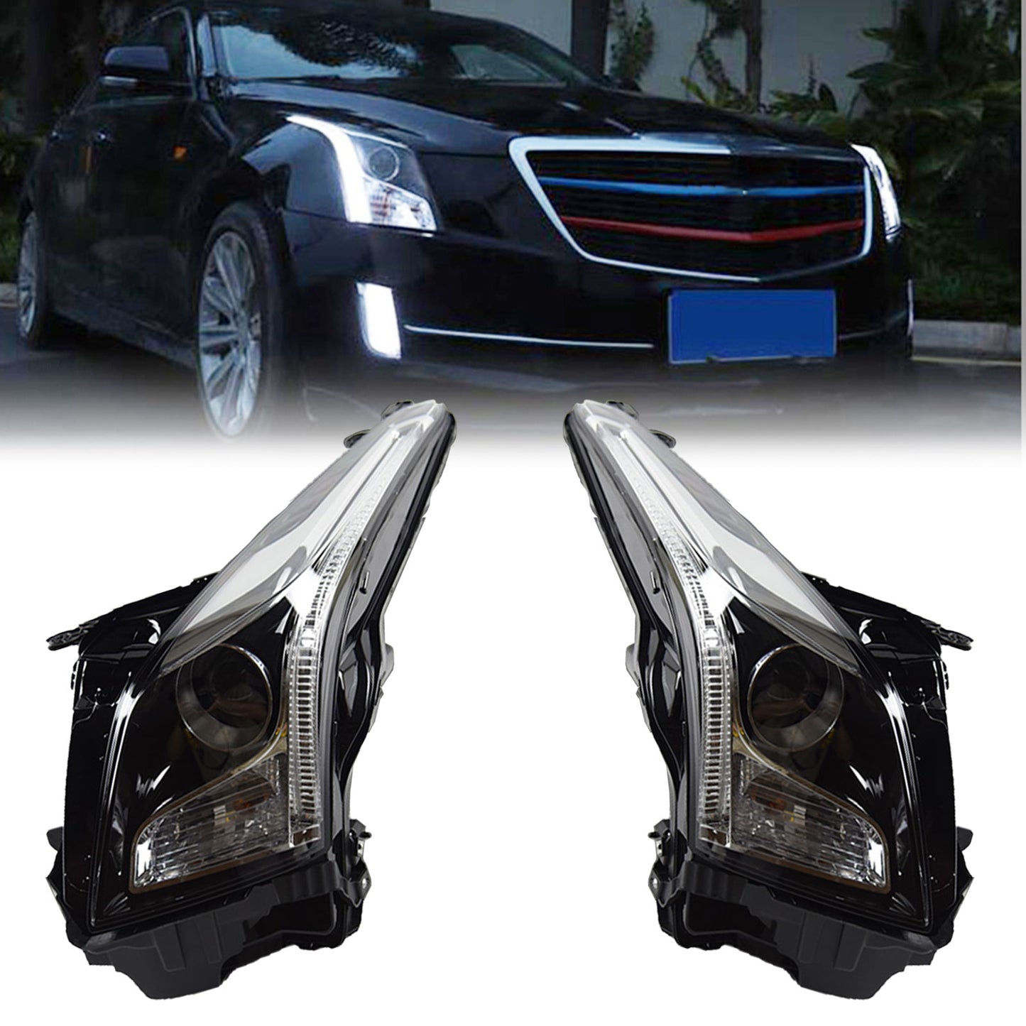 JOLUNG Full LED Headlights Assembly For Cadillac  ATS ATS- L 2013-2018