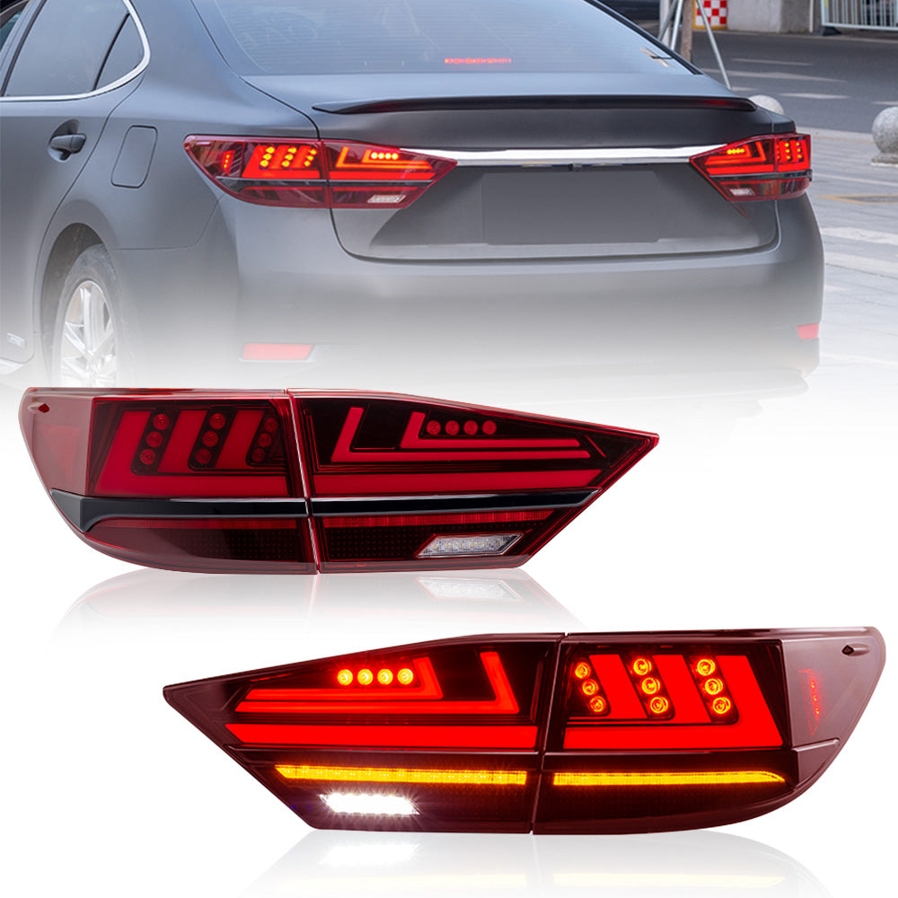 JOLUNG Full LED Tail Lights Assembly For Lexus ES250 ES350 ES300 ES300H 2013-2017  (Red)