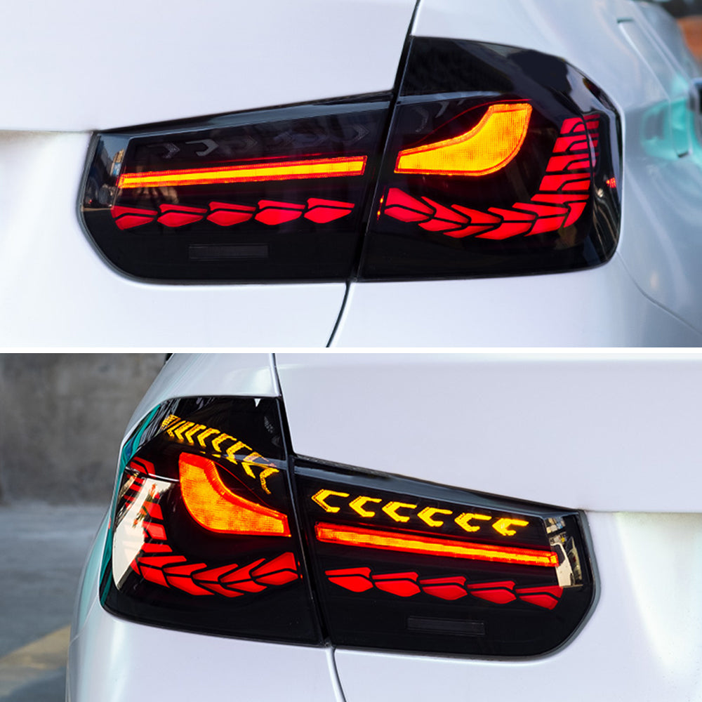 JOLUNG Full OLED Tail Lights Assembly For BMW F30 F35 F80 M3 2013-2018（Black）