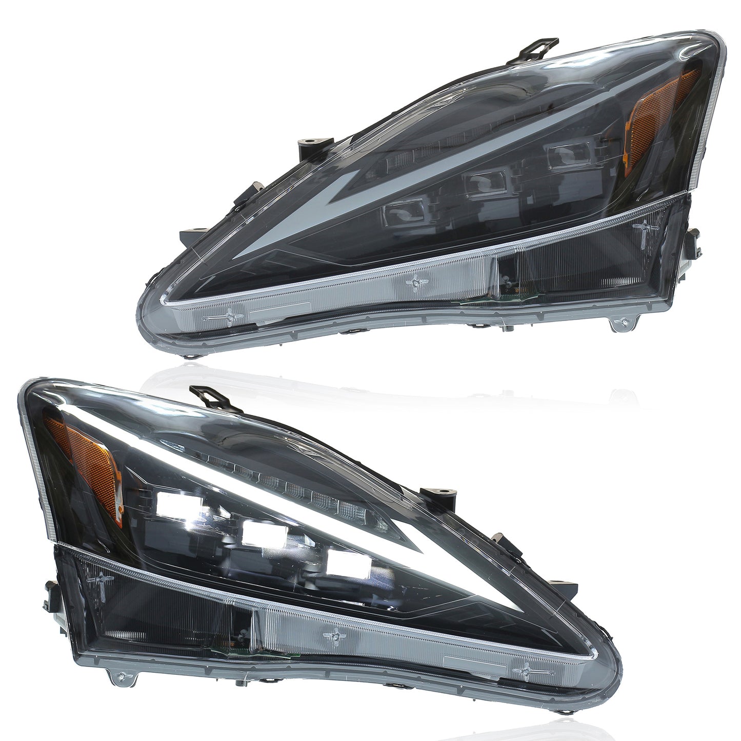 JOLUNG Full LED Headlights Assembly For LEXUS IS250/ IS250C/ IS300/ IS350/ ISF 2006-2012 (Amber)