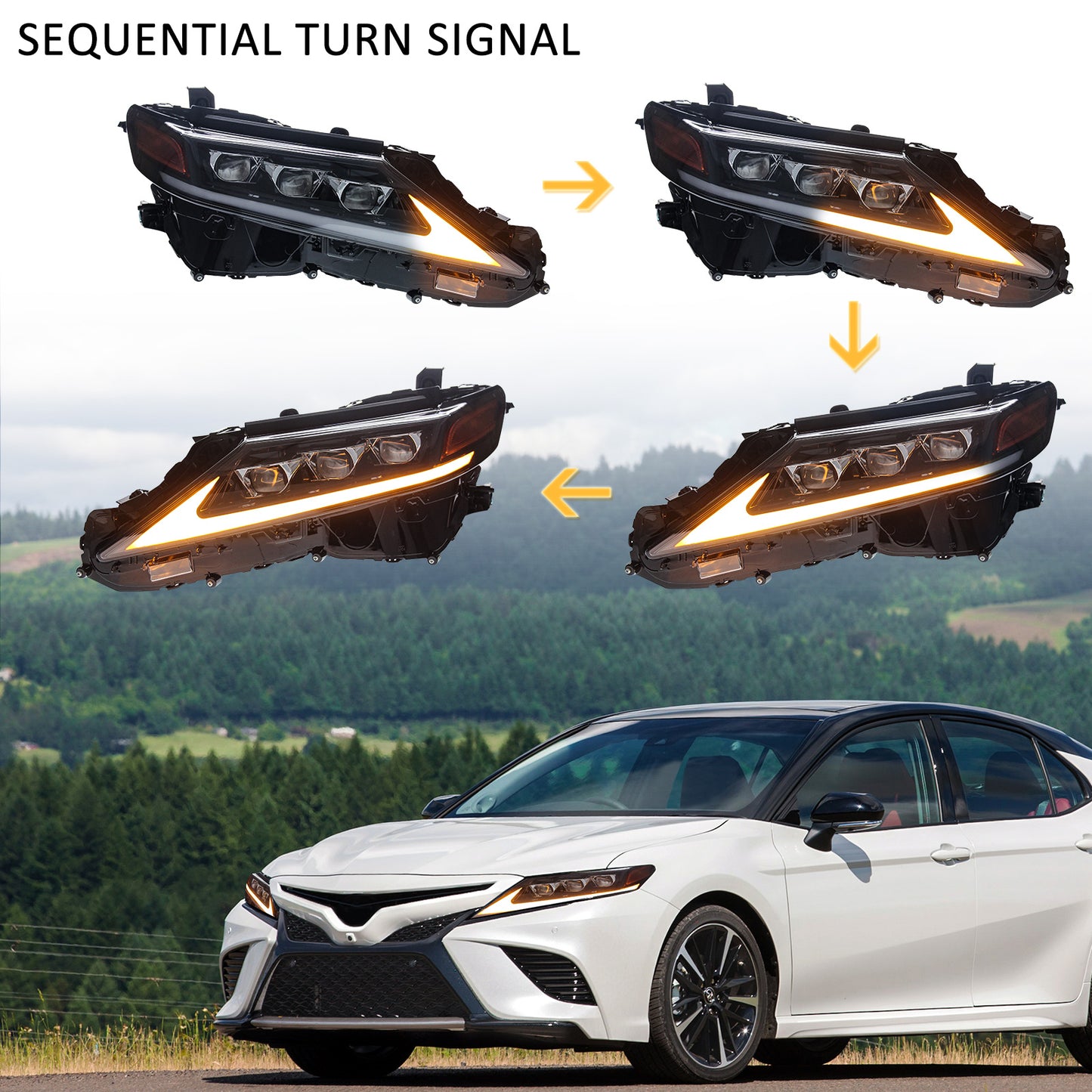JOLUNG Full LED Headlights Assembly For Toyota Camry XV70 L/ L/ LE/ SE/ XSE/ Hybrid/ TRD/ V6 2018-2022