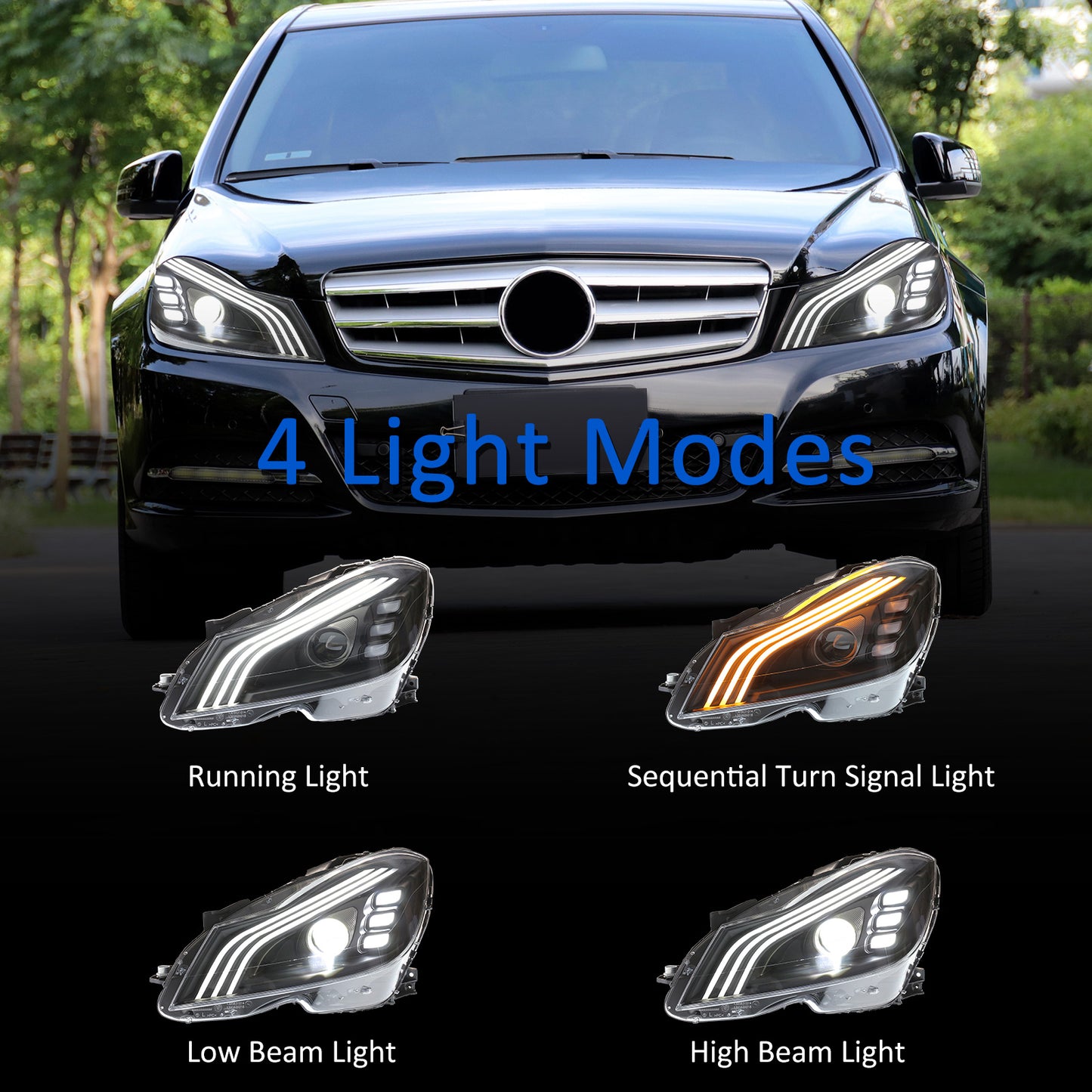 JOLUNG Full LED Headlights Assembly For Mercedes Benz W204 C180 C200 C-Class 2011-2014