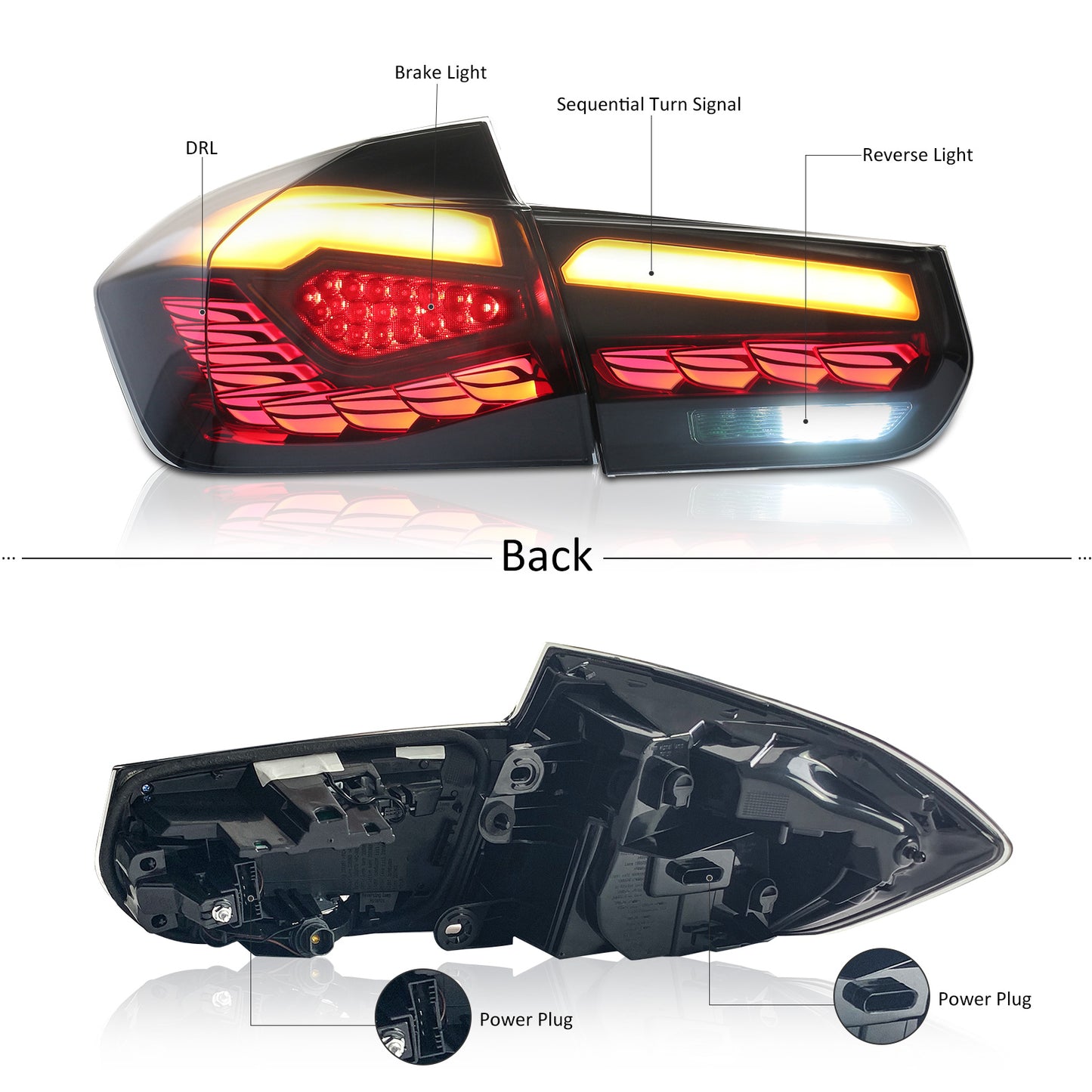 JOLUNG Full OLED Tail Lights Assembly For BMW M3 F30 F35 F80 2012-2018