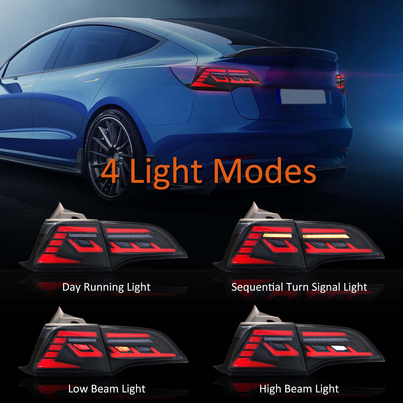 LED Dynamic Taillight Taillamp Assembly for Tesla Model 3 / Y