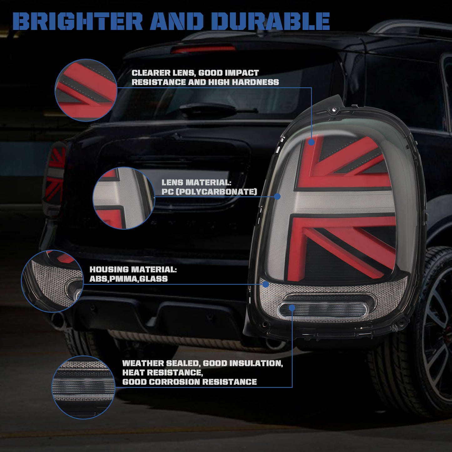 JOLUNG Full LED Tail Lights Assembly For BMW MINI Cooper F55-F57 2014-2022