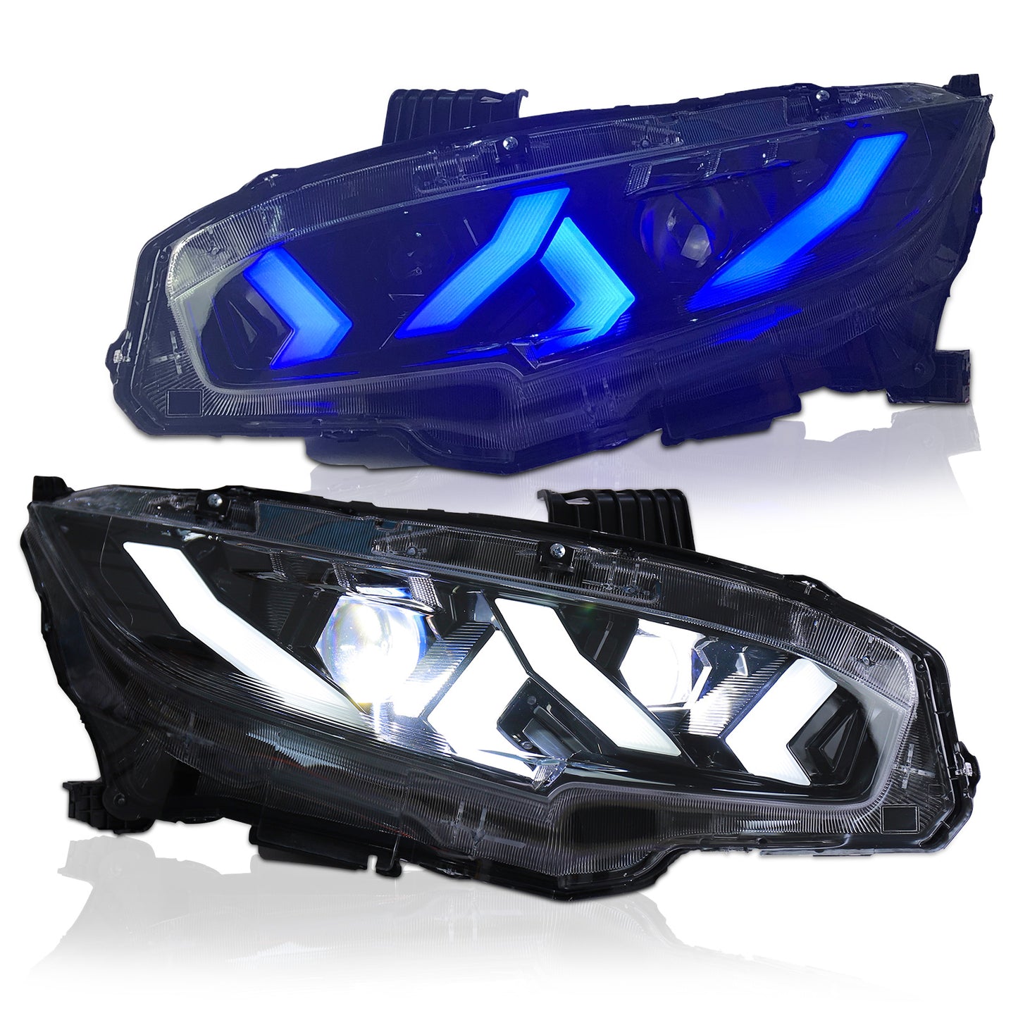JOLUNG Full LED Headlights Assembly For 10th Gen Honda Civic EX/ LX/ Sport/ Touring/ Si/ Type R2016-2020 （Lamborghini Style）